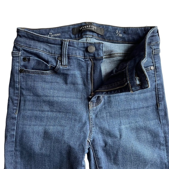 Liverpool Ankle Skinny Jegging Jeans Denim Dark Blue Size 2 26L Stretch mid rise - Picture 2 of 9